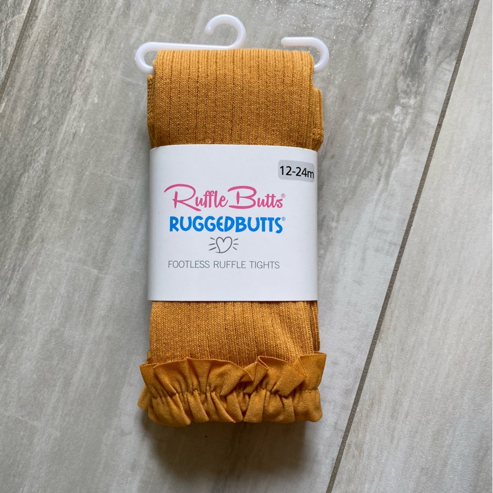 NWT RuffleButts Footless Ruffle Tights in Honey Gold, size 12-24 Months